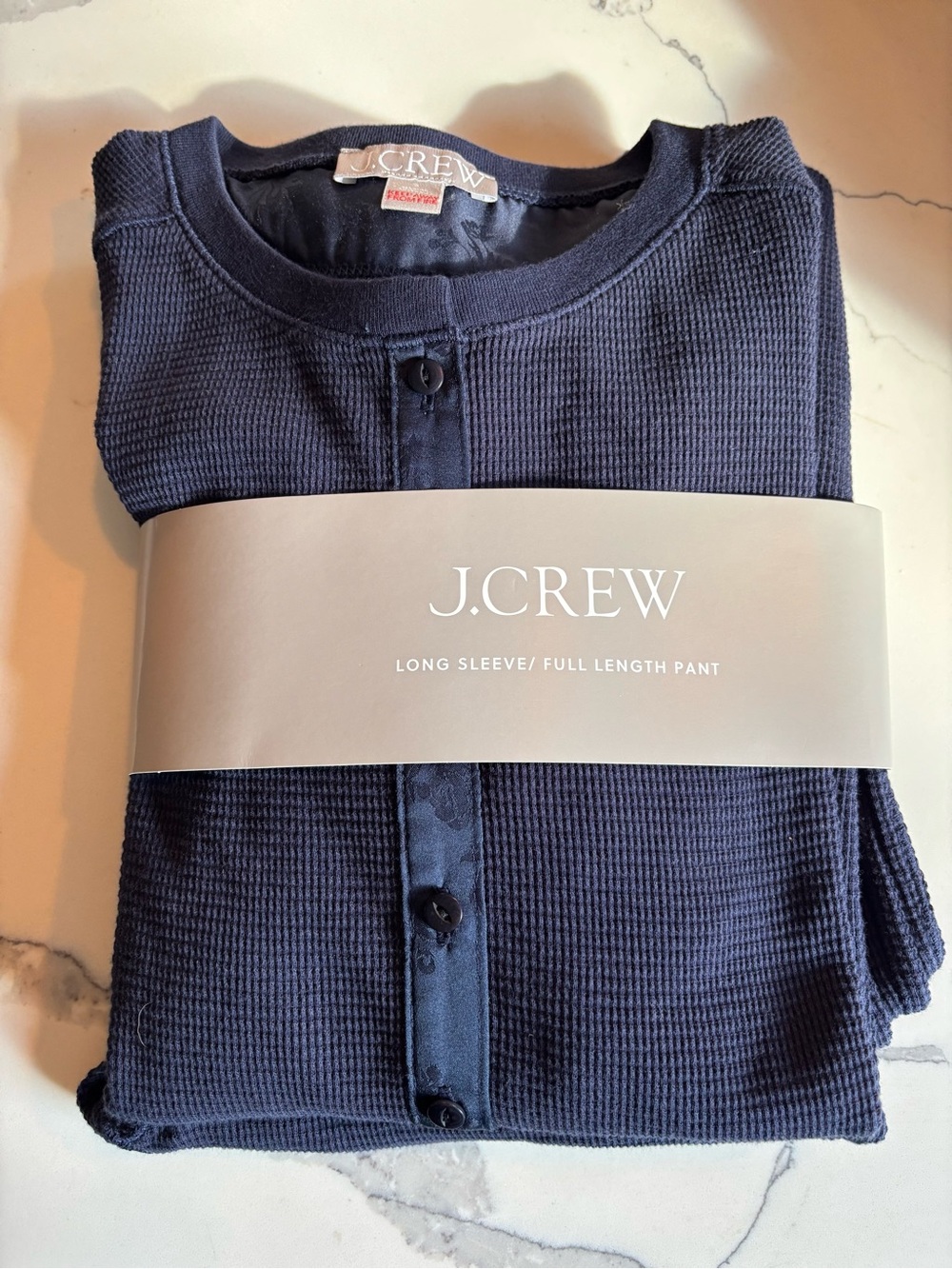 NWT - J.Crew Waffle henley pajama set  - **NAVY** - Picture 5 of 9